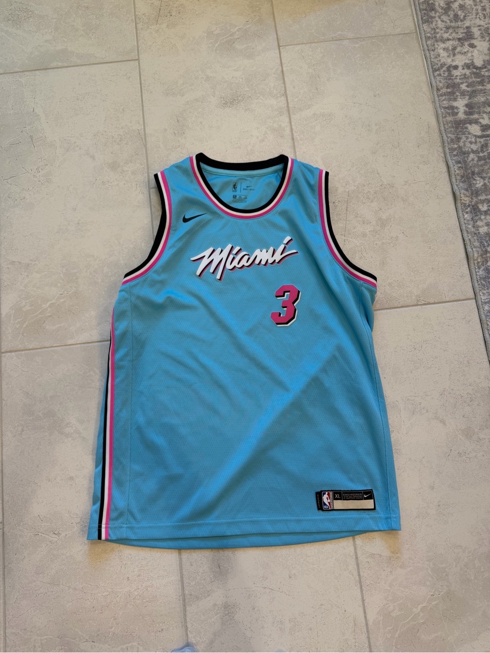 NBA Miami City Edition Teal and Pink #3 Basketball Jersey